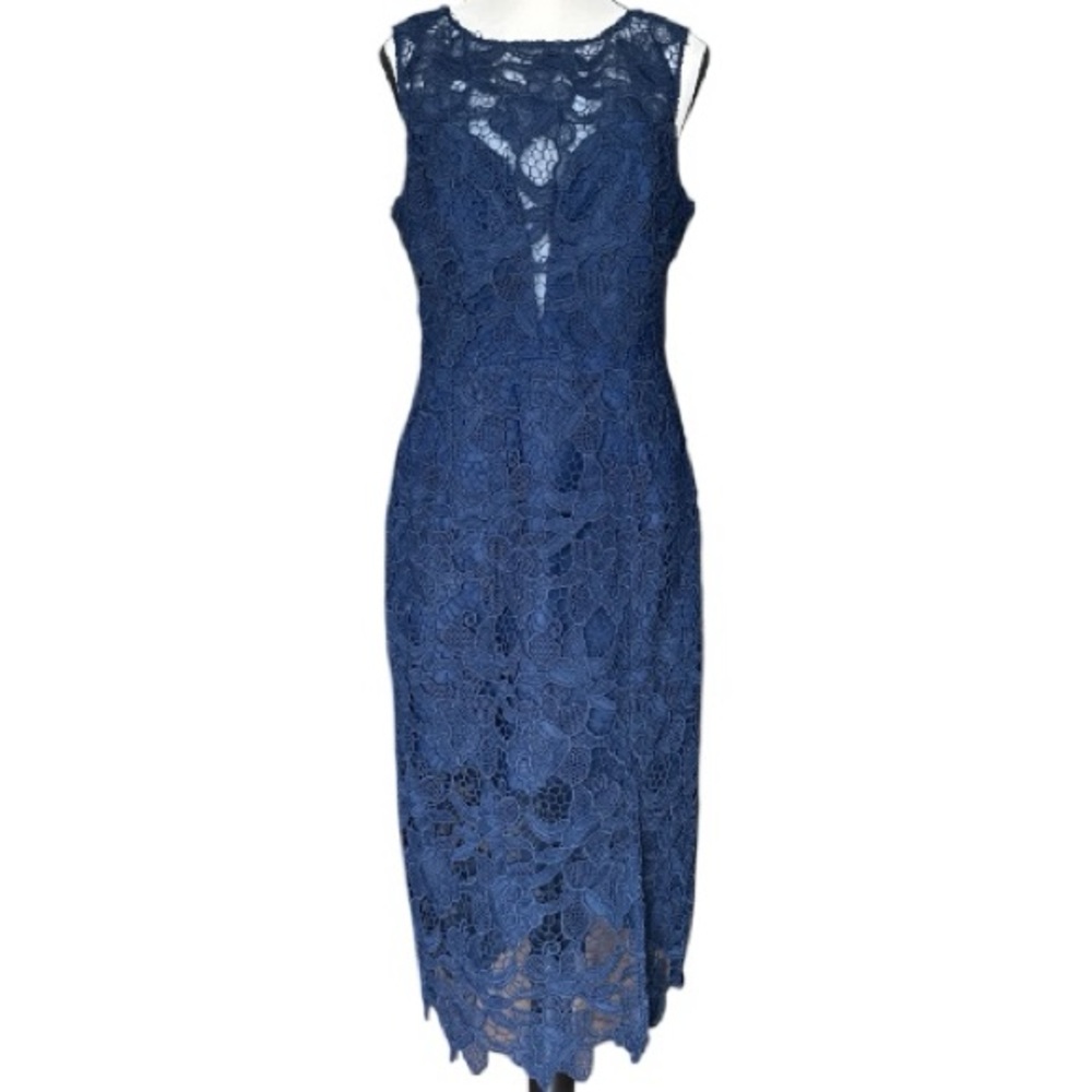 Dress the Population Avianna Sleeveless Guipure Lace Midi Dress Size Large NWT